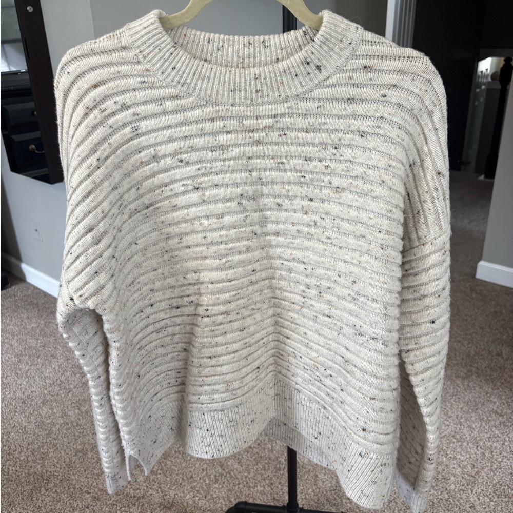 Madewell Ribbed Speckled White Sweater